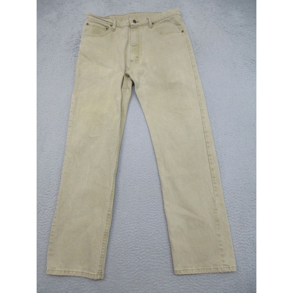 Wrangler Western Jeans Mens 36x32 Khaki Denim Light Wash Straight Leg Workwear